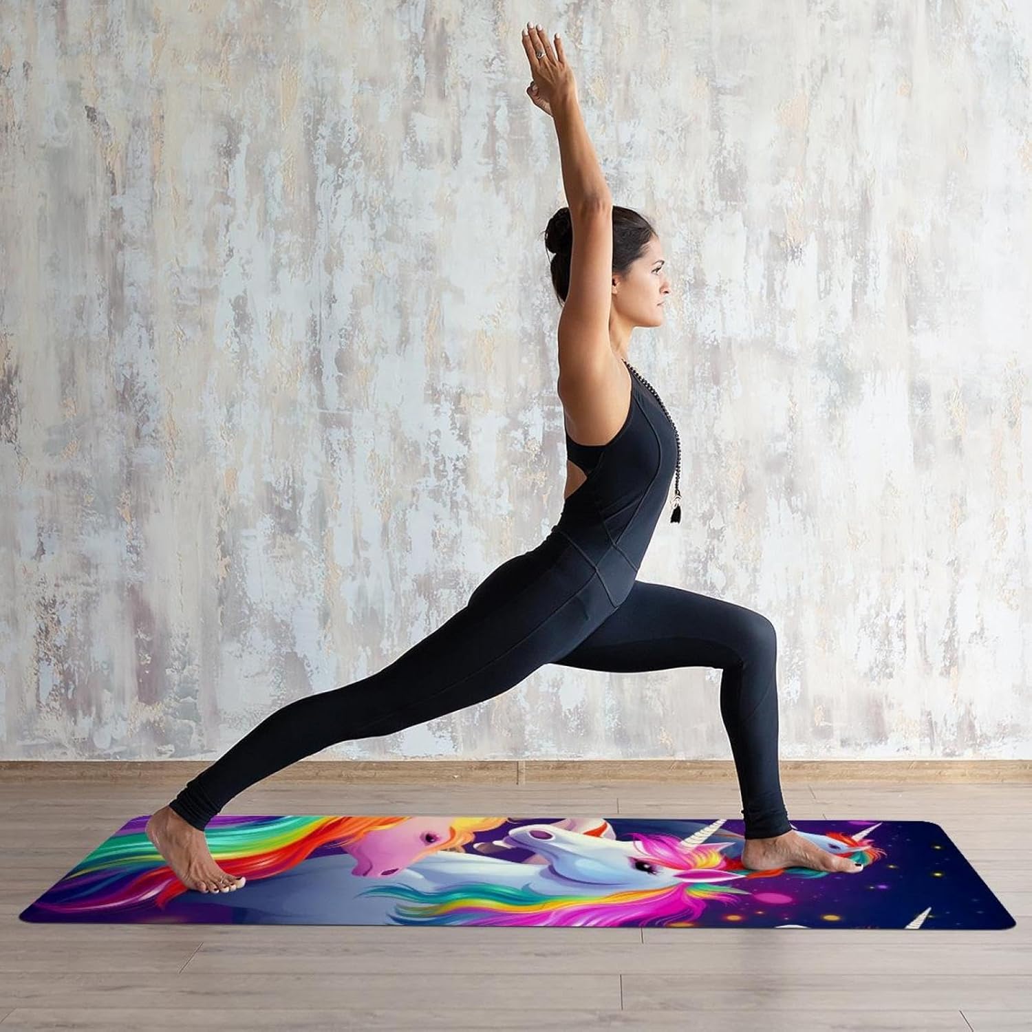 Yoga Towel, Rainbow Unicorn Pattern Non Slip Sweat Absorbent Hot Yoga Mat Towel for Hot Yoga, Pilates and Fitness - 72.8" x 26.8"