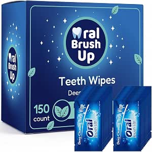 150 Count Disposable Oral Care Finger Wipes, Textured Oral Brushing Cloths for Quick Refreshing, Individually Wrapped, Mint-Scented, Portable Teeth Cleaner for Travel, Coffee & Social Meetings