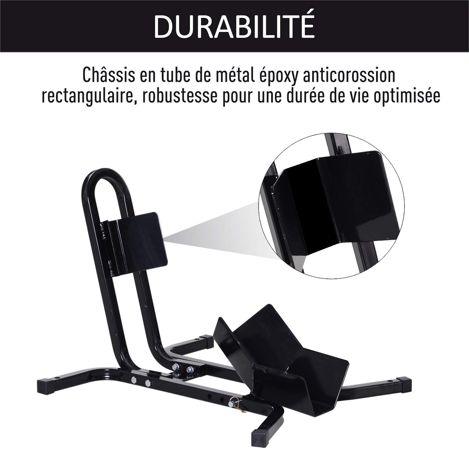 HOMCOM Lève moto béquille d'atelier support roue moto support béquille moto - bloque roue 17 à 21 pouces métal époxy noir