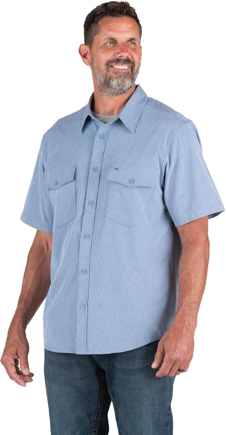 Berne Men's Flex180 UPF Sun Protection 50 Button Down Short Sleeve Shirt