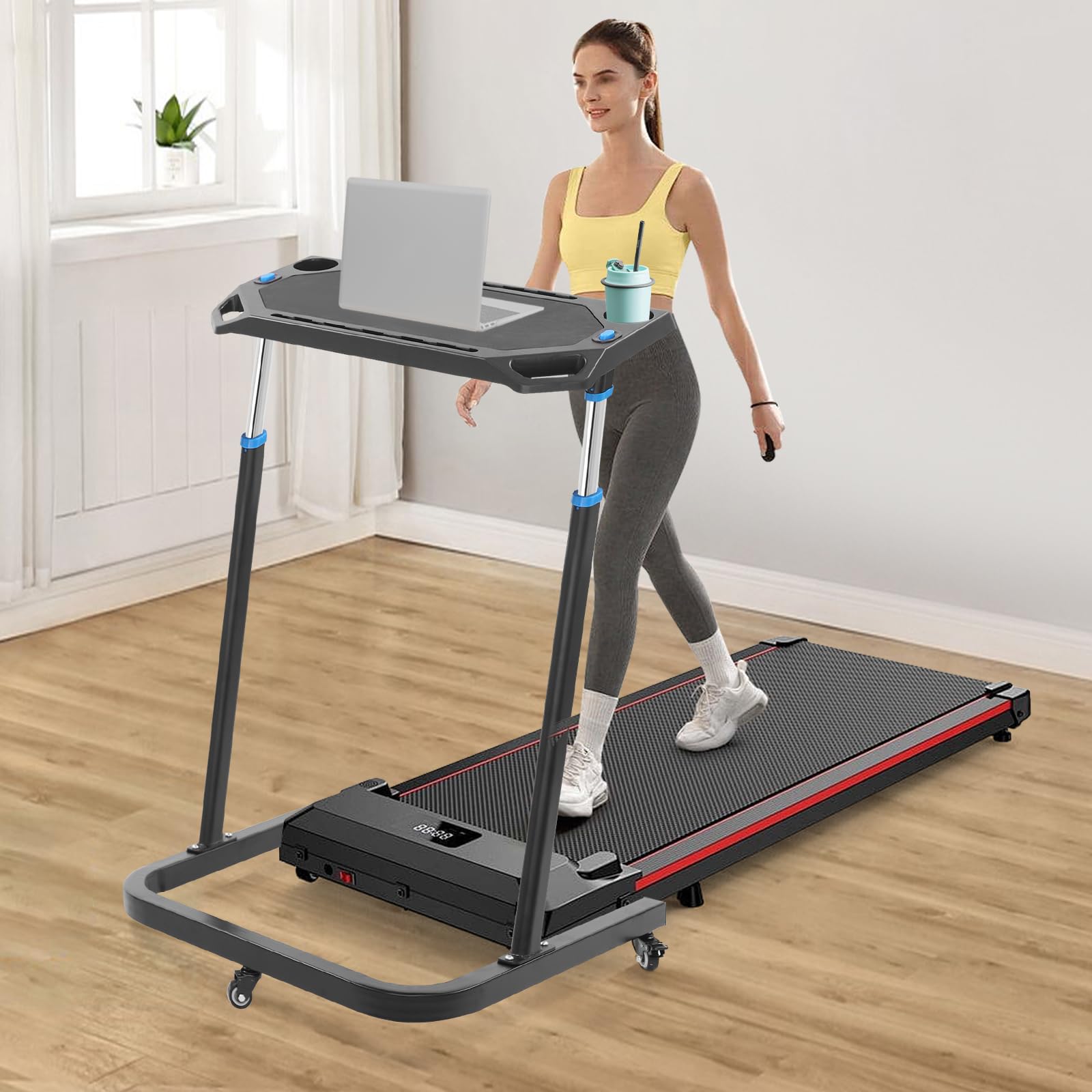 Entrenador de ciclismo de interior con mesa ajustable de 82 – 120 cm, para bicicleta de carretera y de montaña, para el hogar, soporta 50 kg