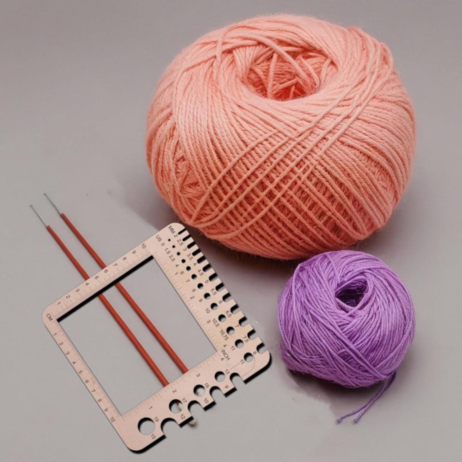 1 Pcs Wooden Knitting Crochet Gauge Ruler Needle Sizer Stitch Counter Spinner Yarn Measure Tool Square Craft Accessory