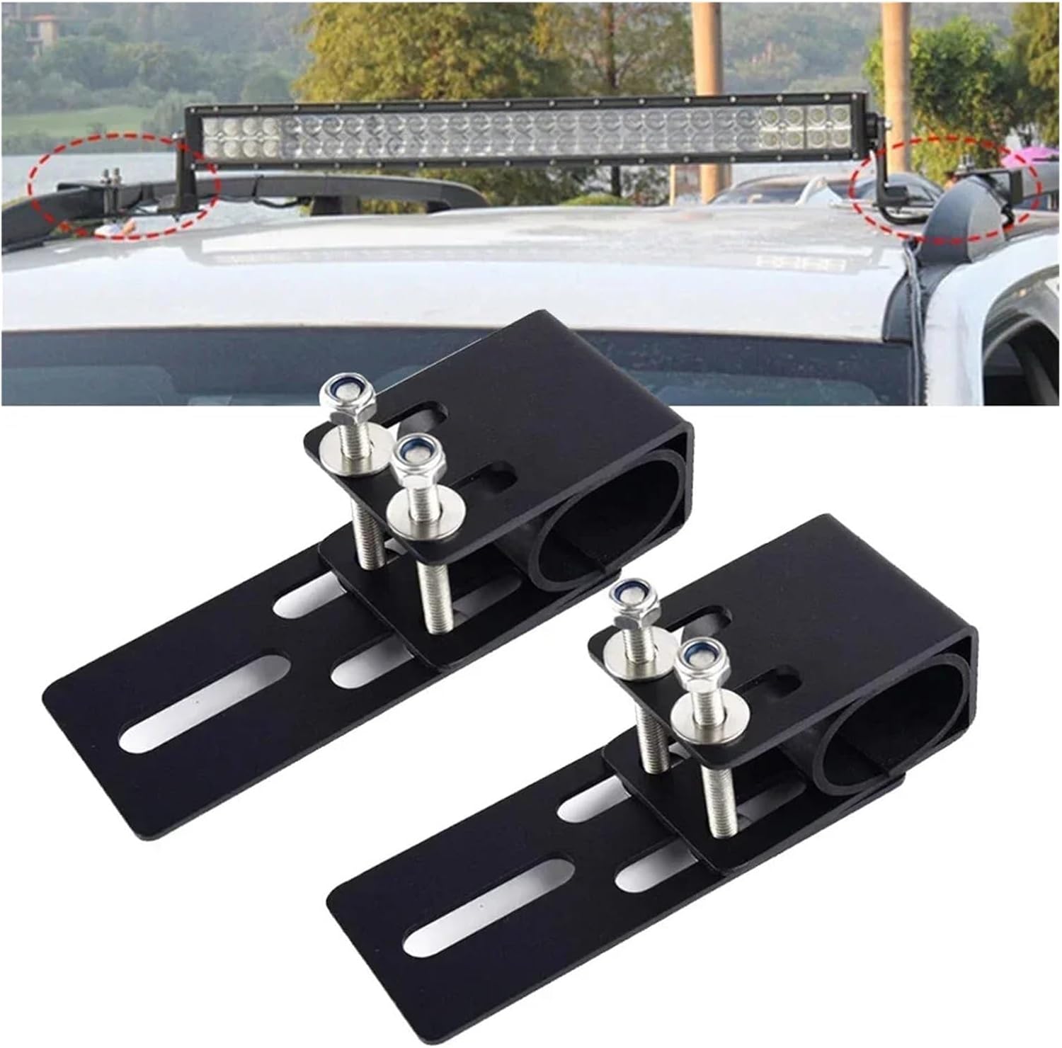 2pcs Universal Car SUV Roof Rack Light Bar Mounting Bracket Offroad Driving Work Lamp Clamp Holder Auto Pickup Accessories Car Rack Accessories image 3