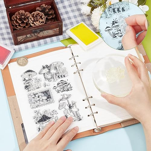 Miniatura 5 de INFUNLY Sellos transparentes de hongos, sellos de goma de hongos, sellos de silicona transparente de hongos florales de ensueño, sellos