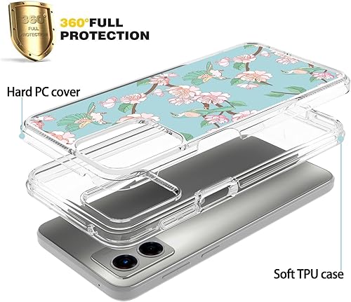 Miniatura 2 de Funda compatible con Motorola Moto G 5G 2023, funda original floral Moto G 5G con diseño híbrido 2 en 1, carcasa de policarbonato TPU fuerte
