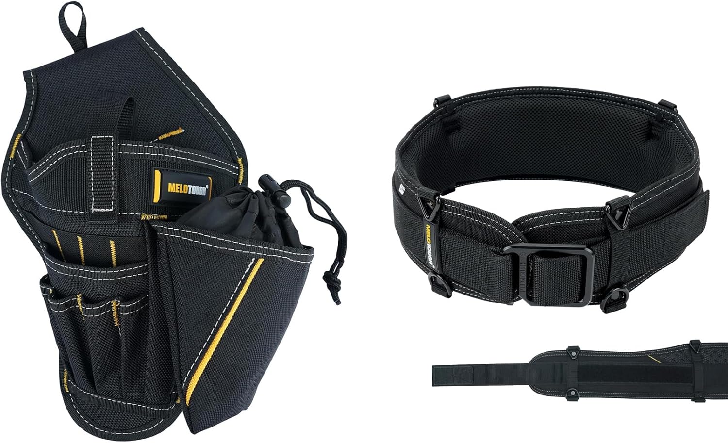 MELOTOUGH Padded Tool Belt,and Drill Holster Impact Driver Holster with Bit Pouch