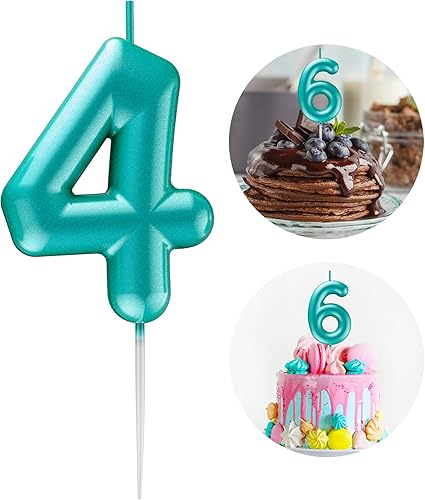 Vela azul número 4 feliz cumpleaños número 3D velas para cumpleaños pastel decoración fiesta boda aniversario celebración suministros
