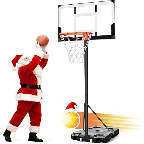 Aimking Basketball Hoop Outdoor 3.3-10FT 5s-Rapid-Adjustable, 40 inch Shatterproof Backboard Enlarged Base, Portable Basketball Hoop Goal Gift for Kids/Teenagers/Youth in Backyard/Driveway/Indoor