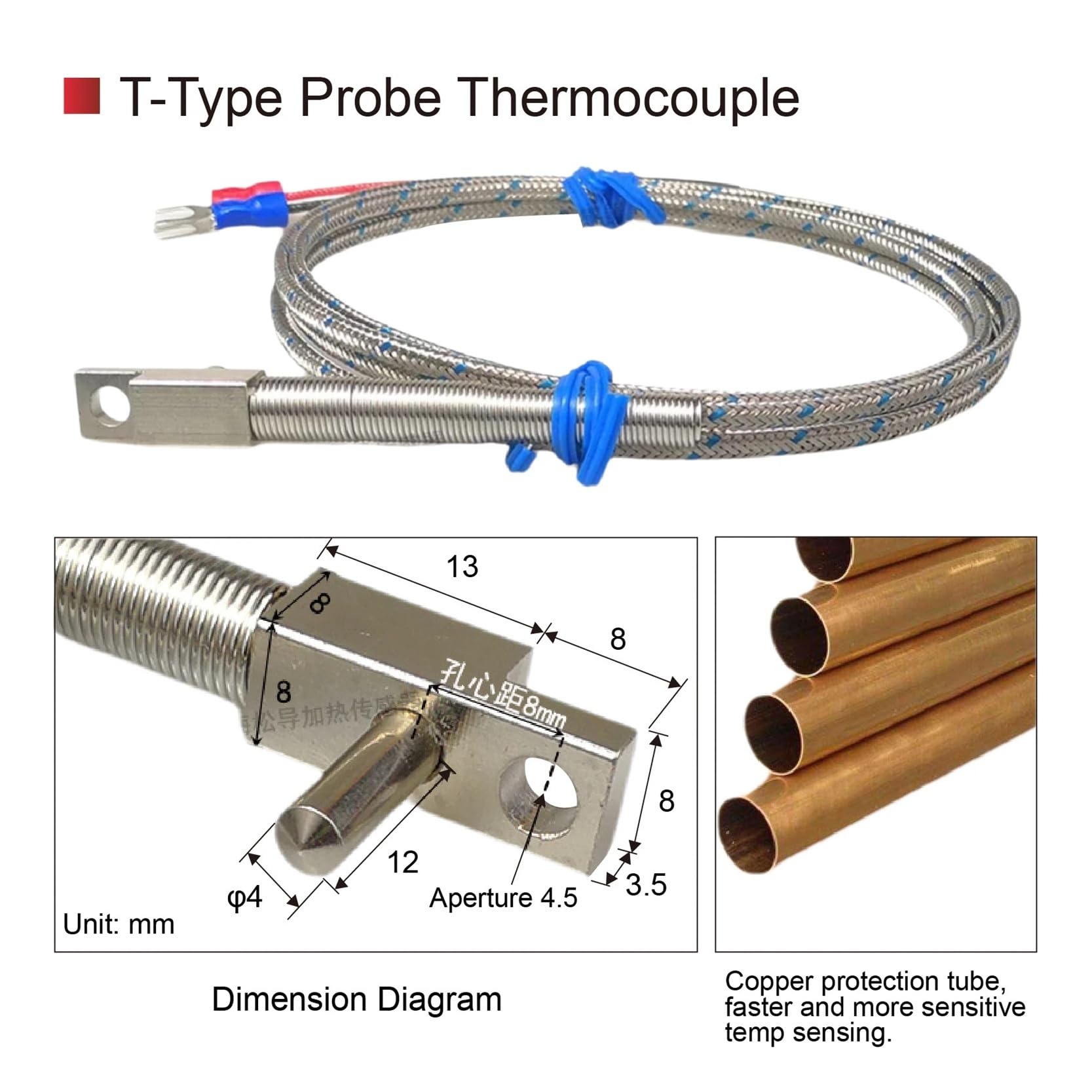 Capteur de température Czujnik temperatury kolektora formy 0-600 ° C, termopara kątowa w kształcie litery T, typ K/J, do systemów formowania wtryskowego (J-3meter)