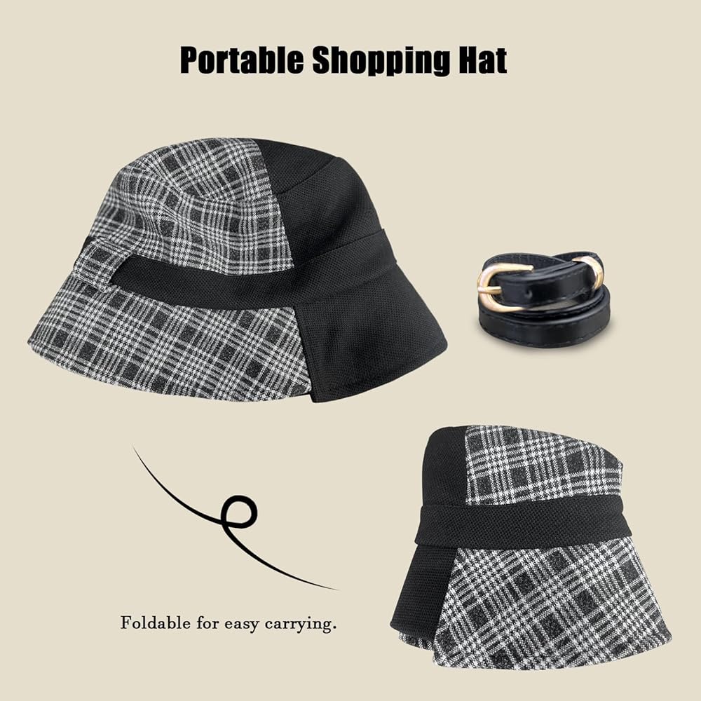 帽子 hulahulagirl huablo Womens Bucket Hat Vintage Check Bucket HatsTrendy