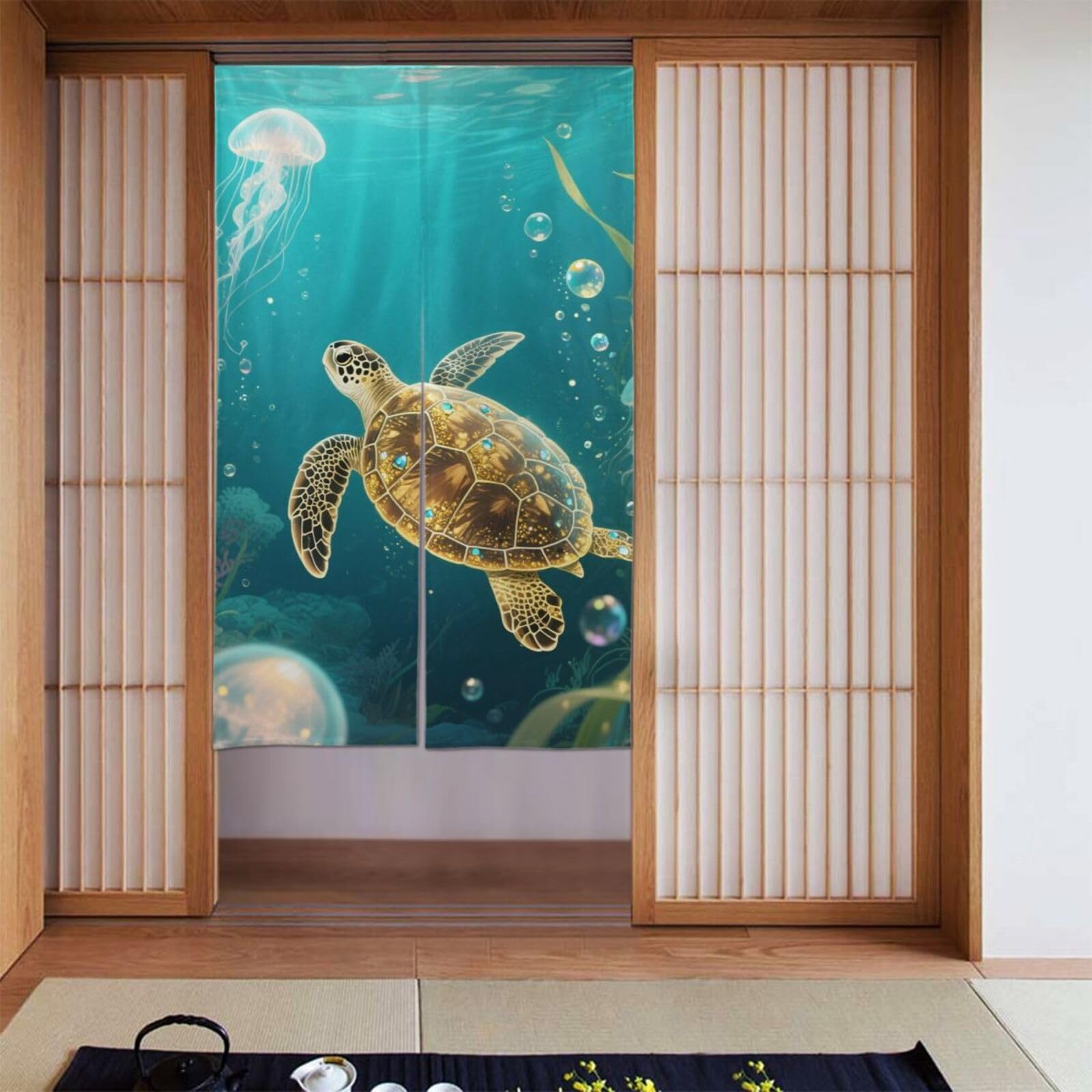 FekiLoot Turtle Door Curtain for Doorway Privac,Personalized Blackout Kitchen Curtains Window Treatment 2 Panel Door Curtain Tapestry Hanging Room Divider Home Decor 34"X 56"