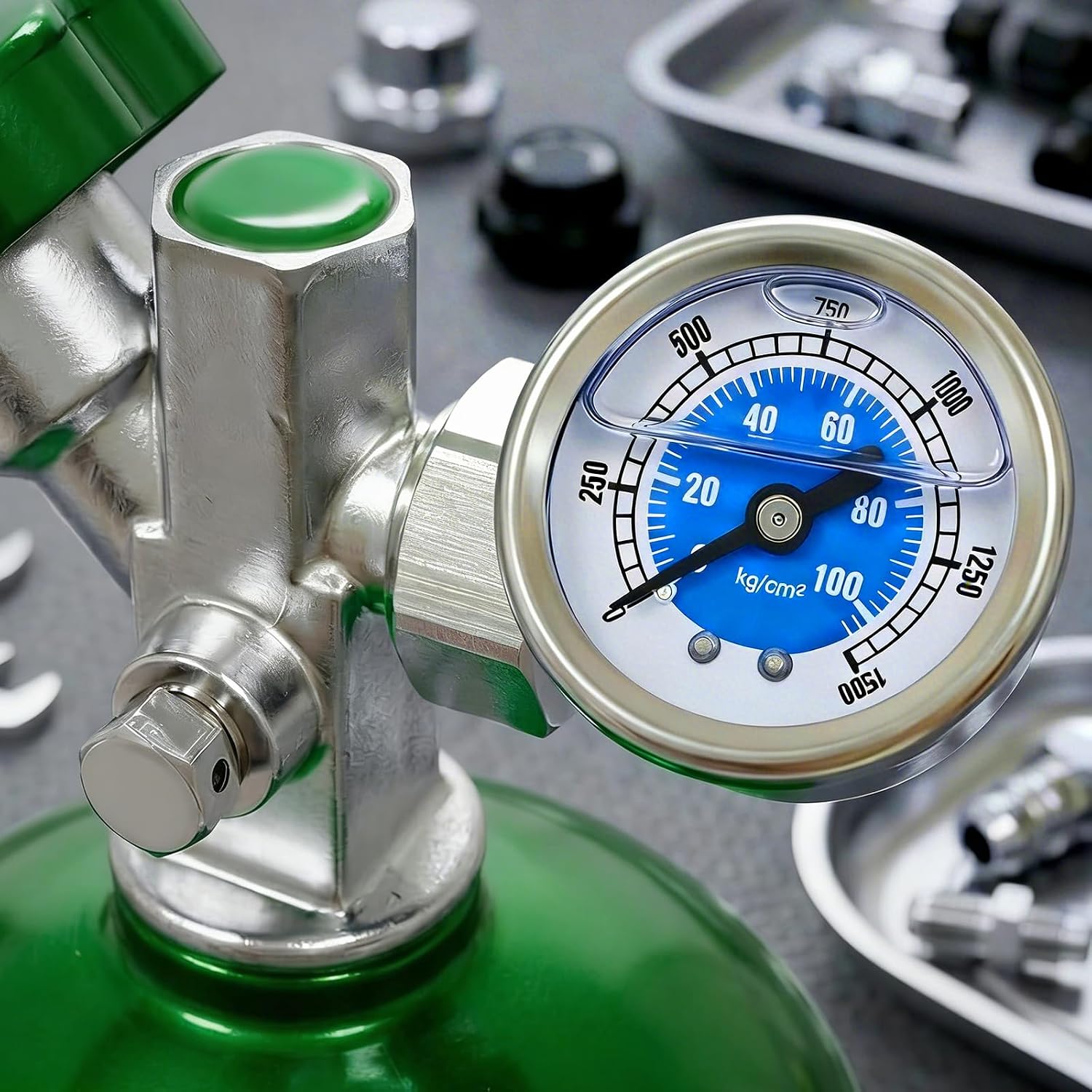 Vnakey 1/8" NPT 4AN Nitrous Pressure Gauge 0-100 kg/cm² & 0-1500 psi, Universal Stainless Steel & Dual Scale for Nitrous Oxide Systems, 1-1/2" Clear Dial