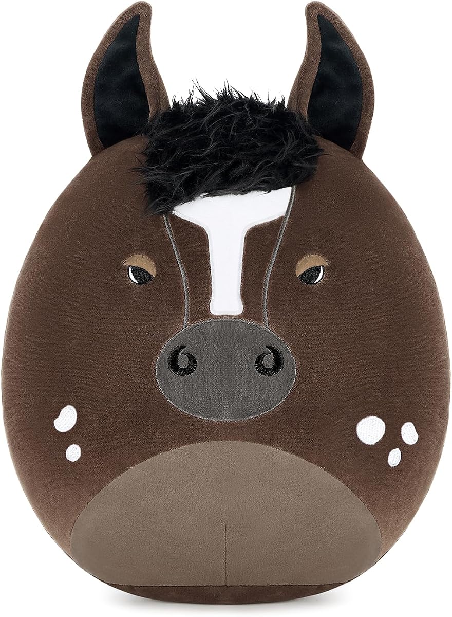 PEACH CAT Original Appaloosa Caballo Peluche Animal 12 "Lindo Caballo Felpa Suave Peluches Juguetes Regalos para Niños Adultos Marrón Oscuro