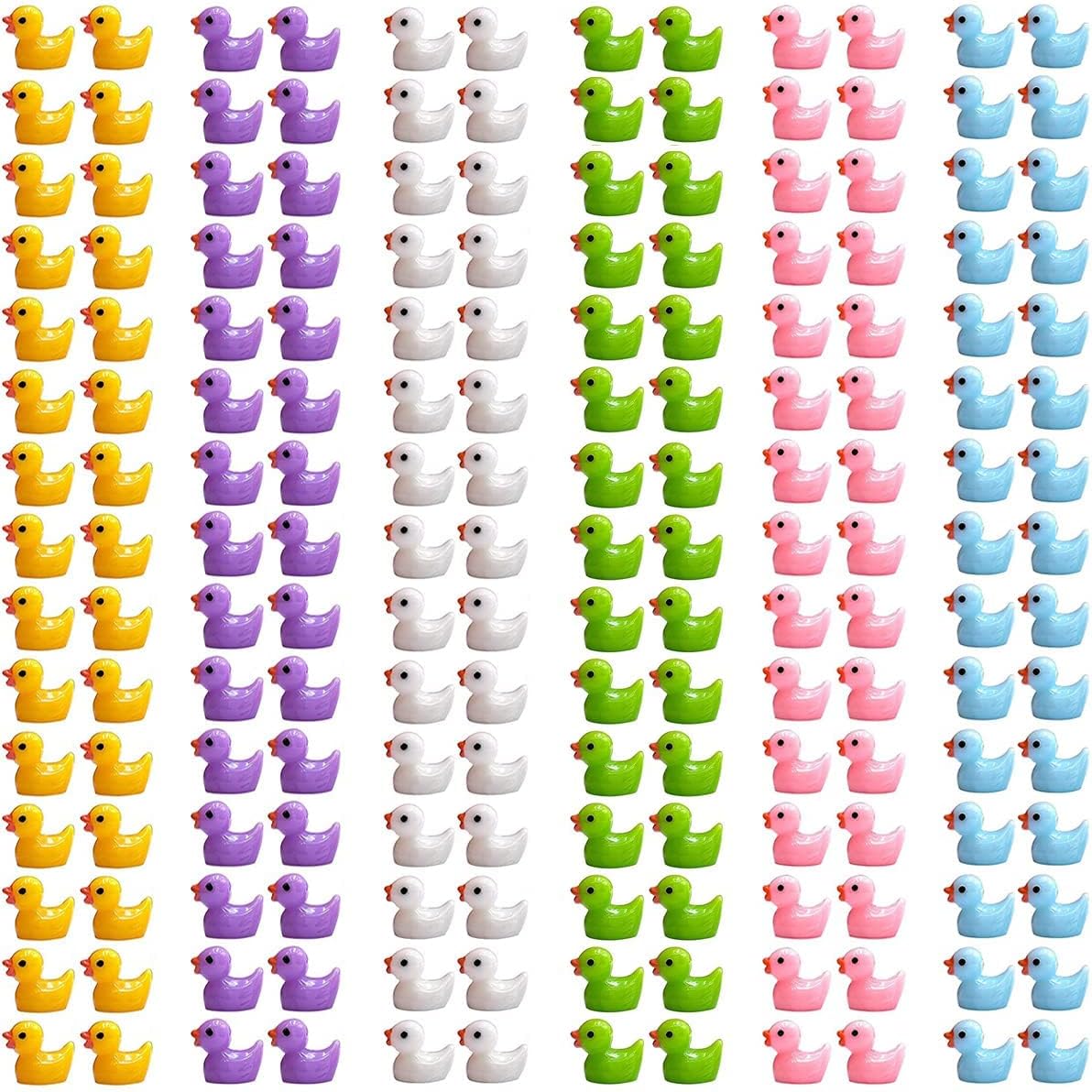 TERRIFI Mini Ducks Tiny Duck Figurines Bulk for Garden Micro Landscape, Mini Resin Ducks for Dollhouse Aquarium Potted Ornament Charms Party Toys DIY Craft Accessories(180 Pcs)