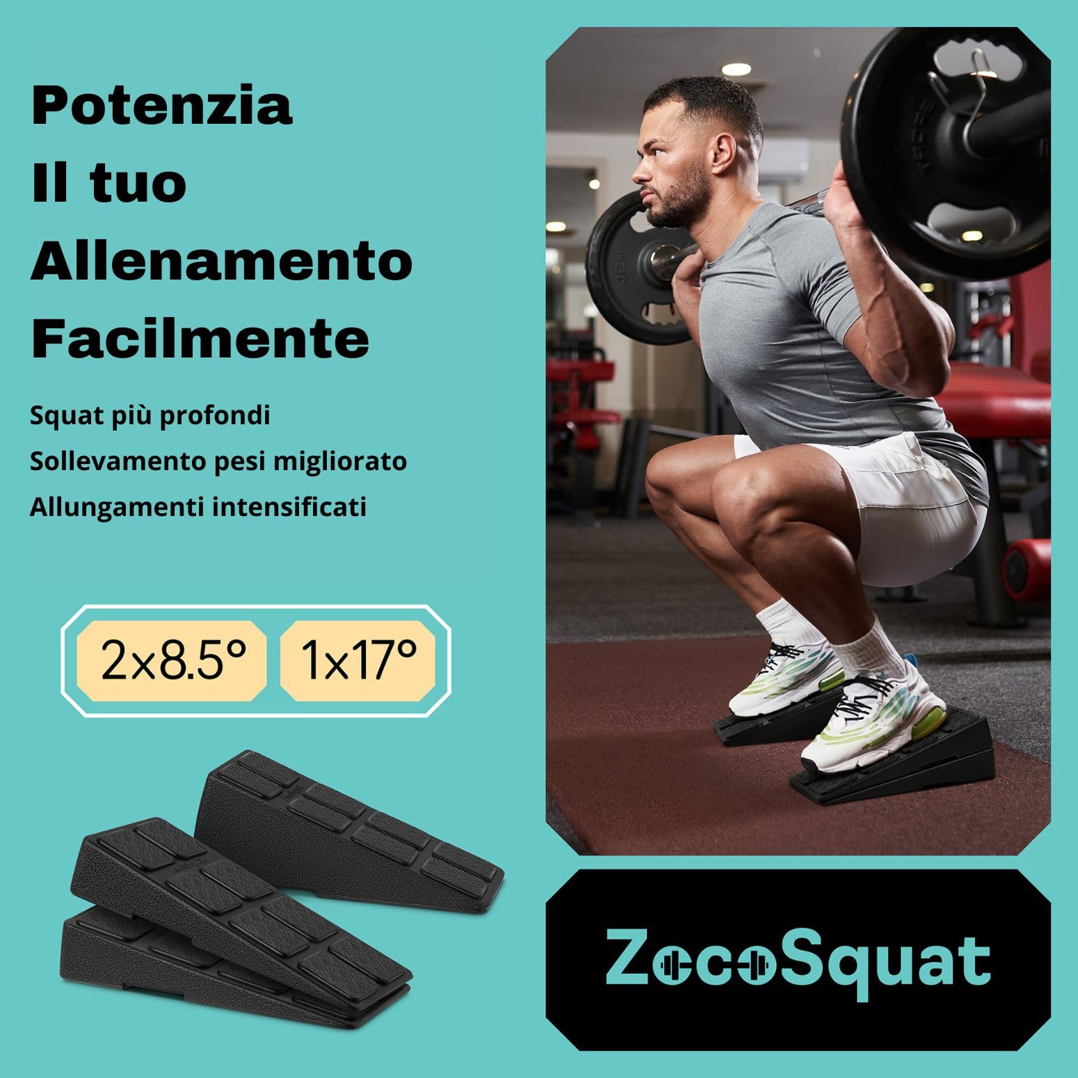 Set di 3 cunei per squat, capacità di carico 235,9 kg, tavola inclinata per stretching polpacci, barella per polpacci, tavola inclinata per yoga
