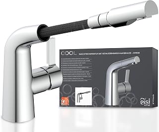 EISL NI075COCR Lavabo con alcachofa extraíble para Lavar el Pelo, Ahorro de Agua, Grifo de baño Cromado, Cromo, 160x159x110mm