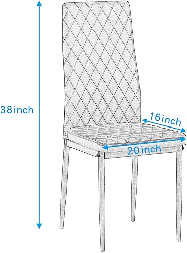 Vista 3 de Juego de 6 sillas de comedor para comedor, cocina, sillas de metal modernas con cojín tapizado de piel sintética (blanco)