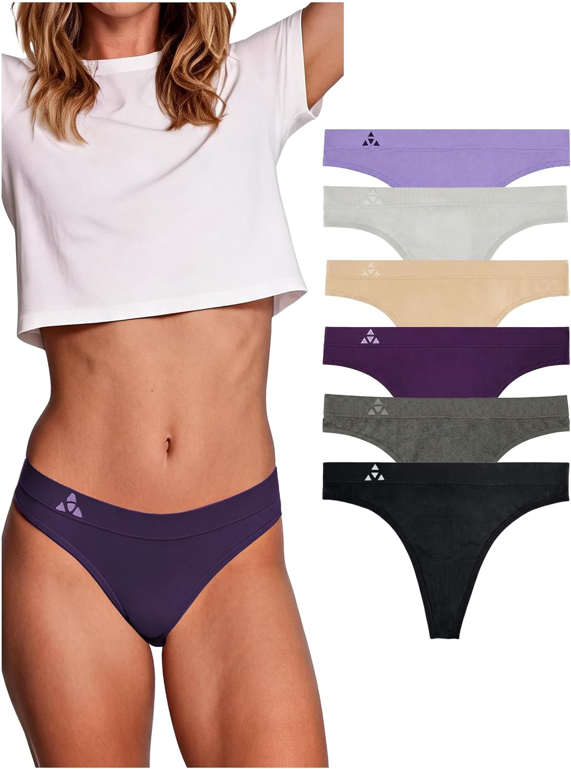 Balanced Tech Moisture Wicking Underwear for Women, Seamless Workout Thongs Quick Dry Travel Thong Panties