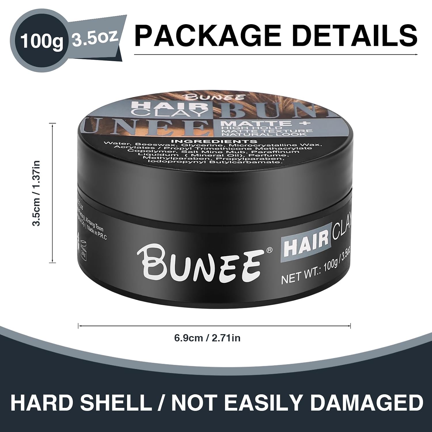 Hair Clay，Super High Hold, Matte Finish，organic ingredients that promote hair and scalp health，For Natural Texture Hairstyles (100g)