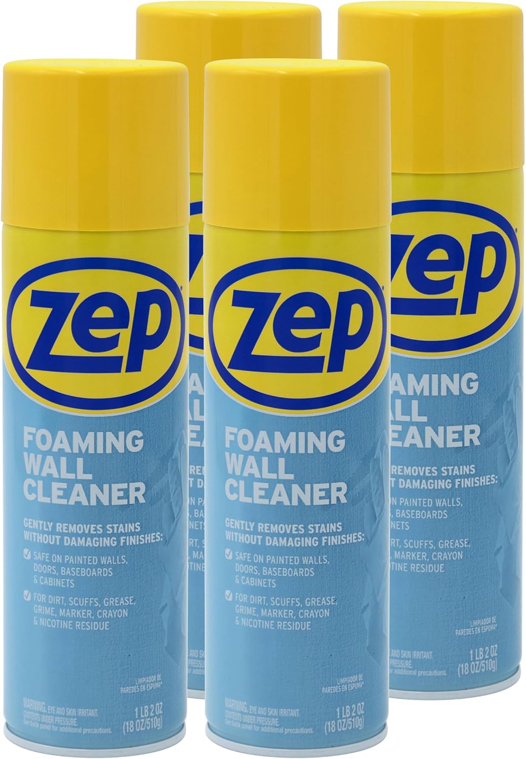 Zep Foaming Wall Cleaner - 18 oz (Case of 4) ZUFWC18 - Removes Stains Without Damaging Finishes