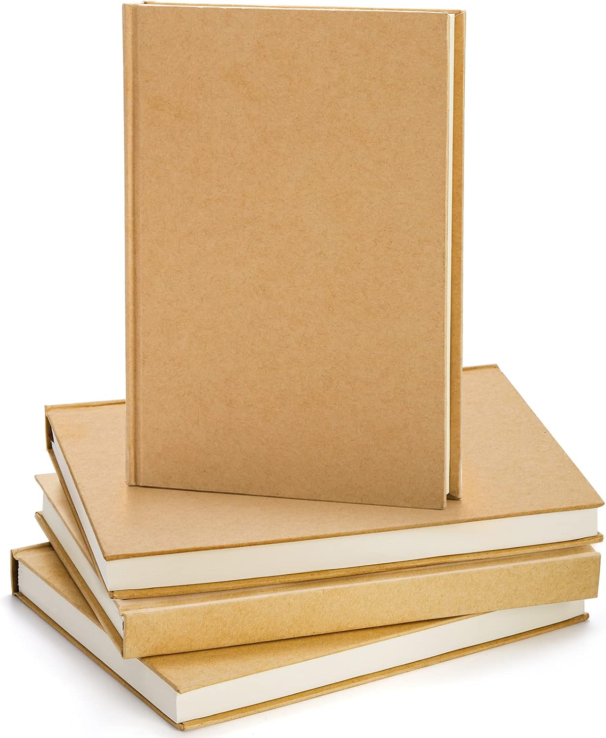 ZEAYEA 4 Pack A5 Blank Notebook Journal, 6 x 8.5 Inch Hardcover Notebook, 120 Sheets/ 240 Pages Per Book, 100gsm Thick Paper, Kraft Unlined Sketch Book for Student, Office, School and Journal Refills thumbnail