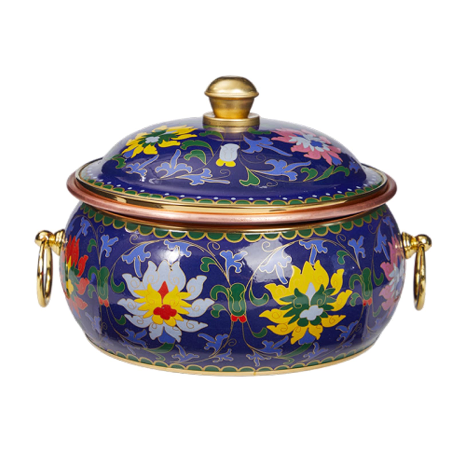 asdchZen Hot Pot Beijing Chinese Copper Chafing Dishes Single Person Small Copper Potshabu Shabu Pot Cloisonne Hot Pot,H,H