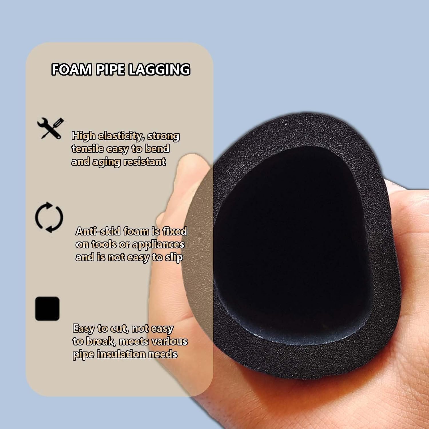 Pipe Insulation, ID6mm, Cover Black Insulation Tubing, for Outdoor Winter Frost Protection, Soft Flexible Pipe Foam Insulation, for Handle Grip Outdoor Air Conditioner Units(ID76mmxT20mmx2m)