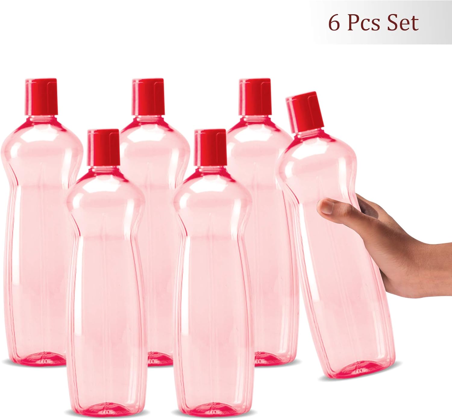 MILTON Pacific Water Bottle with Lid Reusable Leakproof 34 Oz Set of 6-Pack Red, Plastic Large Big Drink Bottle Perfect for Cycling Camping Hiking Gym Yoga Travel, Outdoors, Great for Juices Milk