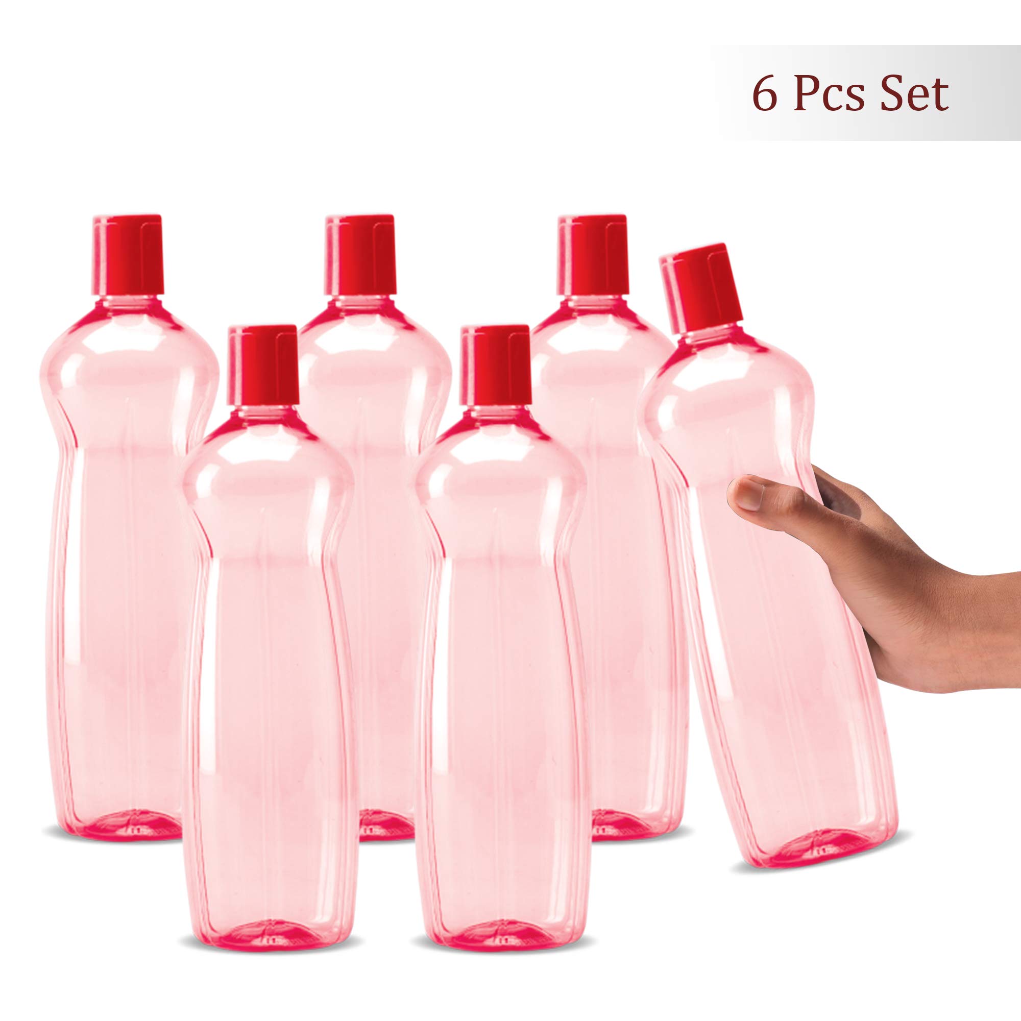 Milton Pacific 1000 Haustier-Trinkflaschen je 1 Liter | 6er Set | Rot | BPA-frei | auslaufsicher | Büroflasche | Fitnessflasche | Zuhause | Küche | Reiseflasche | Wandern | Trekkingflasche |