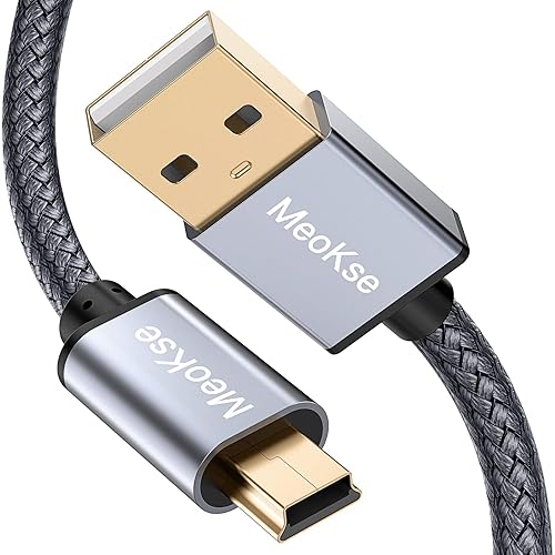 Miniatura 6 de Meokse Cable mini USB 2.0 portátil de 20 pies  19.7 ft USB 2.0 tipo A a Mini B, cable de carga de datos de alta velocidad compatible con Hero HD,