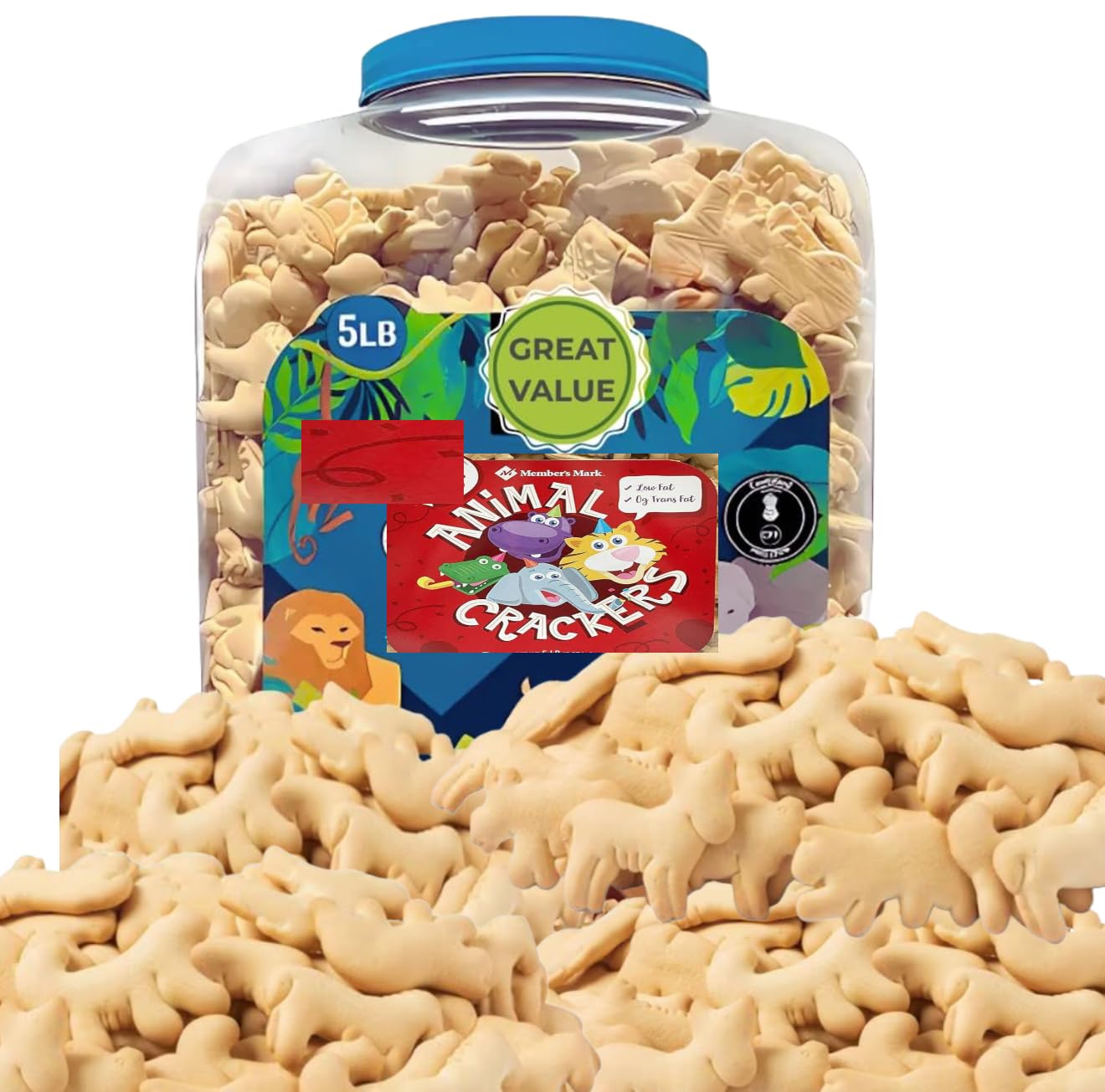 Animal Crackers in Resealable Bulk Storage Tub, Classic Lightly Sweet Snacks, 5 Pound Party Size Container