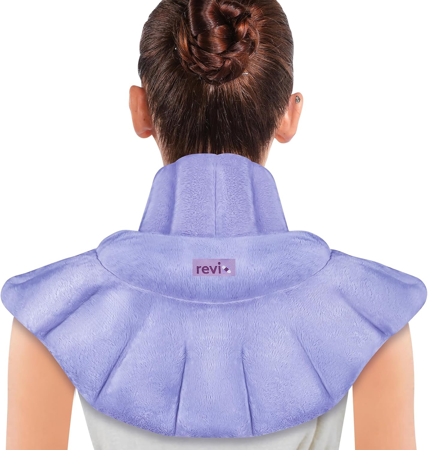 REVIX Heated Neck Wrap Microwave Heating Pad for Neck and Shoulders Pain Relief, Weighted Neck Warmer Microwavable with Miost Heat, Unscented