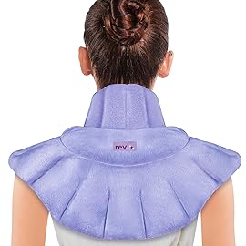 REVIX Heated Neck Wrap Microwave Heating Pad for Neck and Shoulders Pain Relief, Weighted Neck Warmer Microwavable with Miost Heat, Unscented
