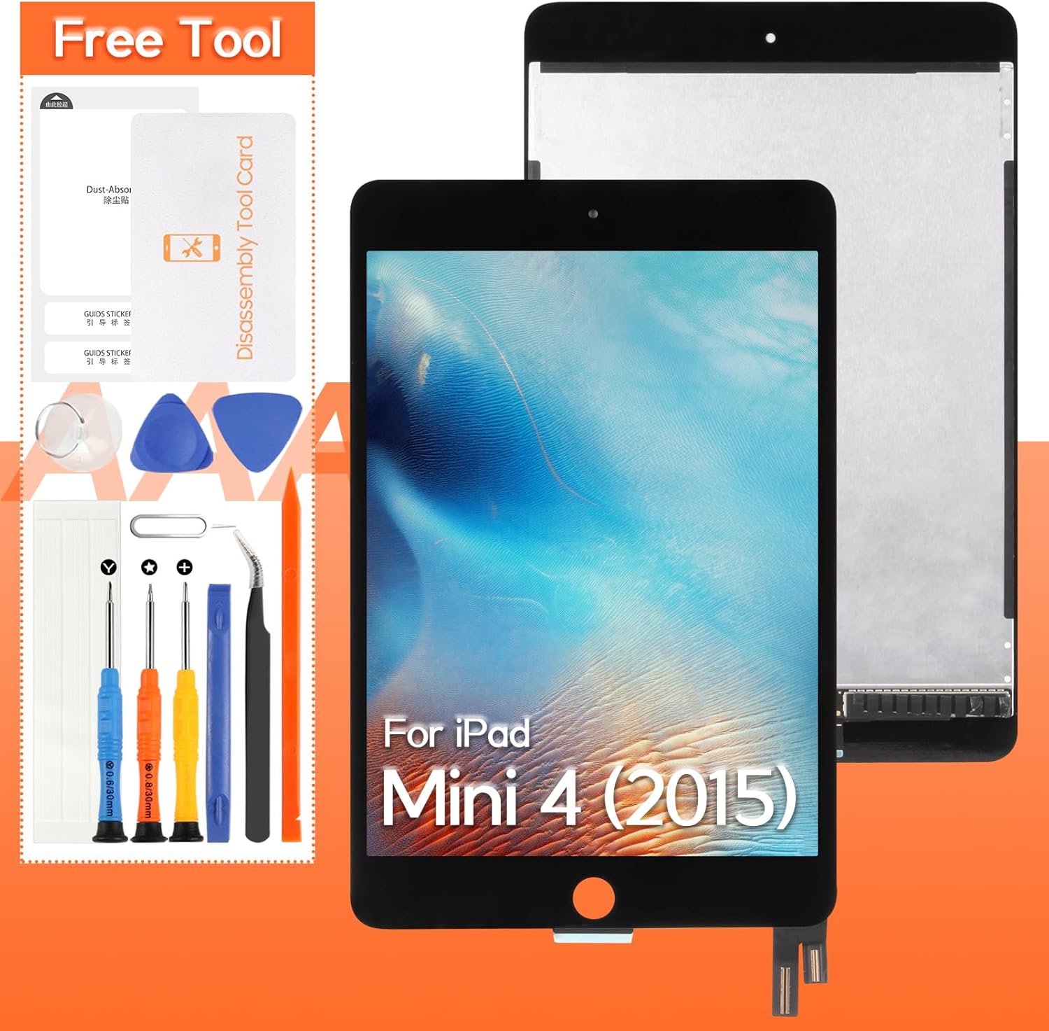 Screen Replacement for iPad Mini 4 2015 LCD Display,for IPAD A1538 A1550 Touch Screen Digitizer Full Assembly,with Tools(Black)
