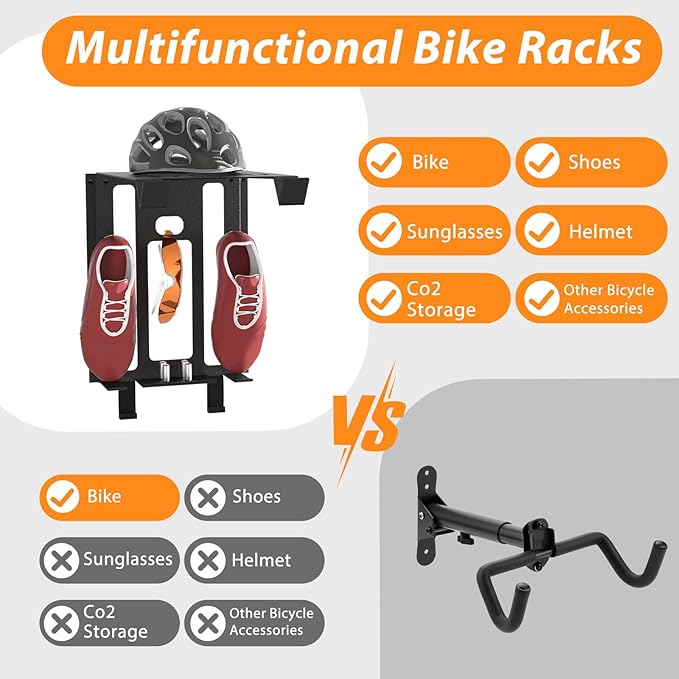 Soporte de pared para bicicleta con estante y ganchos miniatura 7