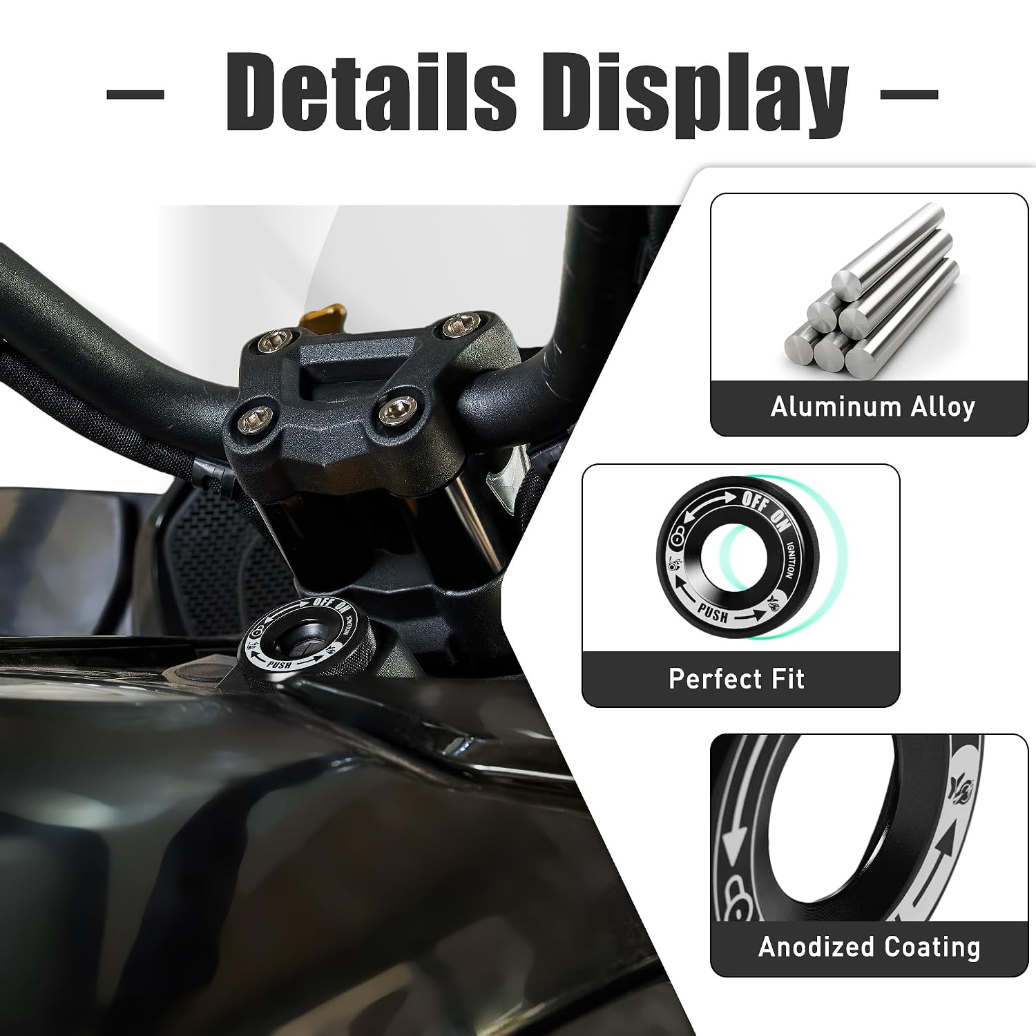 Aluminum Ignition Lock Key Switch Cover Ring for Can Am Spyder F3 RT, Key Holder Keychain Case for Can-Am Spyder