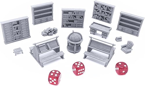 Miniatura 2 de Muebles de biblioteca - DND Terrain compatible con Dungeons and Dragons, 1.102 in Wargaming miniatura, juegos de rol de mesa, escenario de juego de