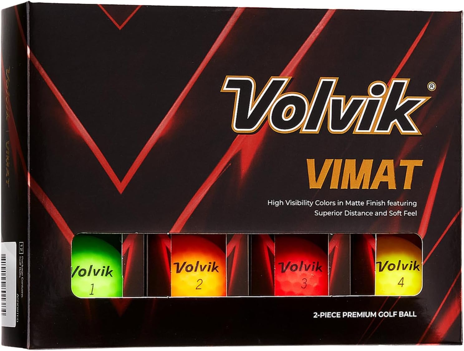 Volvik ViMat Assorted Mix Golf Balls – New for 2025, 85 Compression, Matte, 2 Piece Single Core, Mixed Colours, 12 Pack