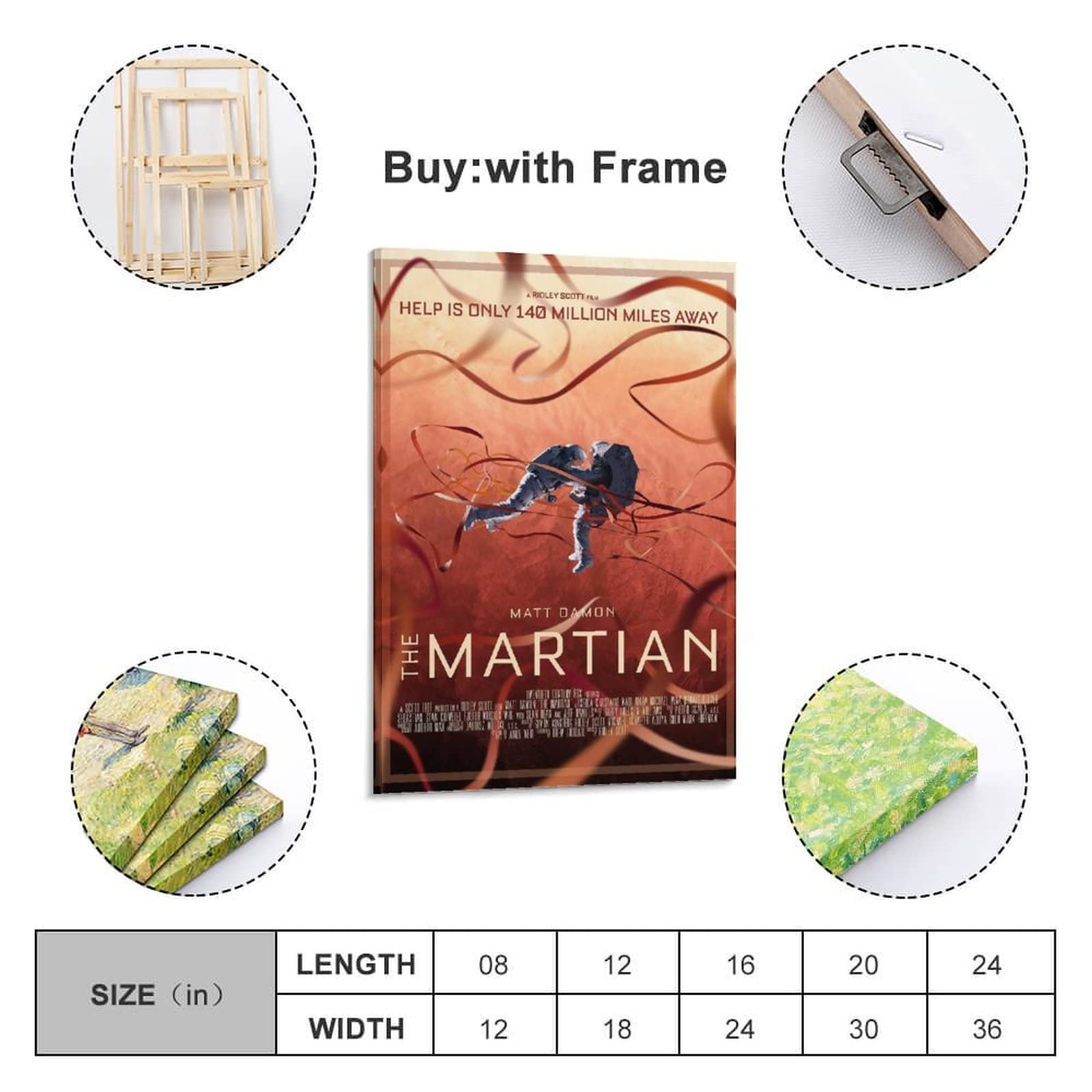 Póster de película de ciencia ficción de The Martian y arte de pared, póster moderno de 60 x 90 cm
