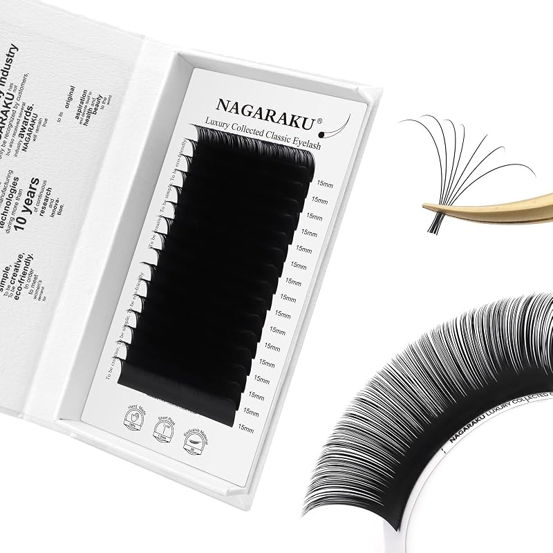 Extensões de Cílios Individuais Clássicas NAGARAKU 0.05 C 15 mm