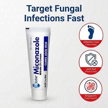 Globe Miconazole Nitrate 2% Antifungal Cream, 1 oz Tube, 1 Pack