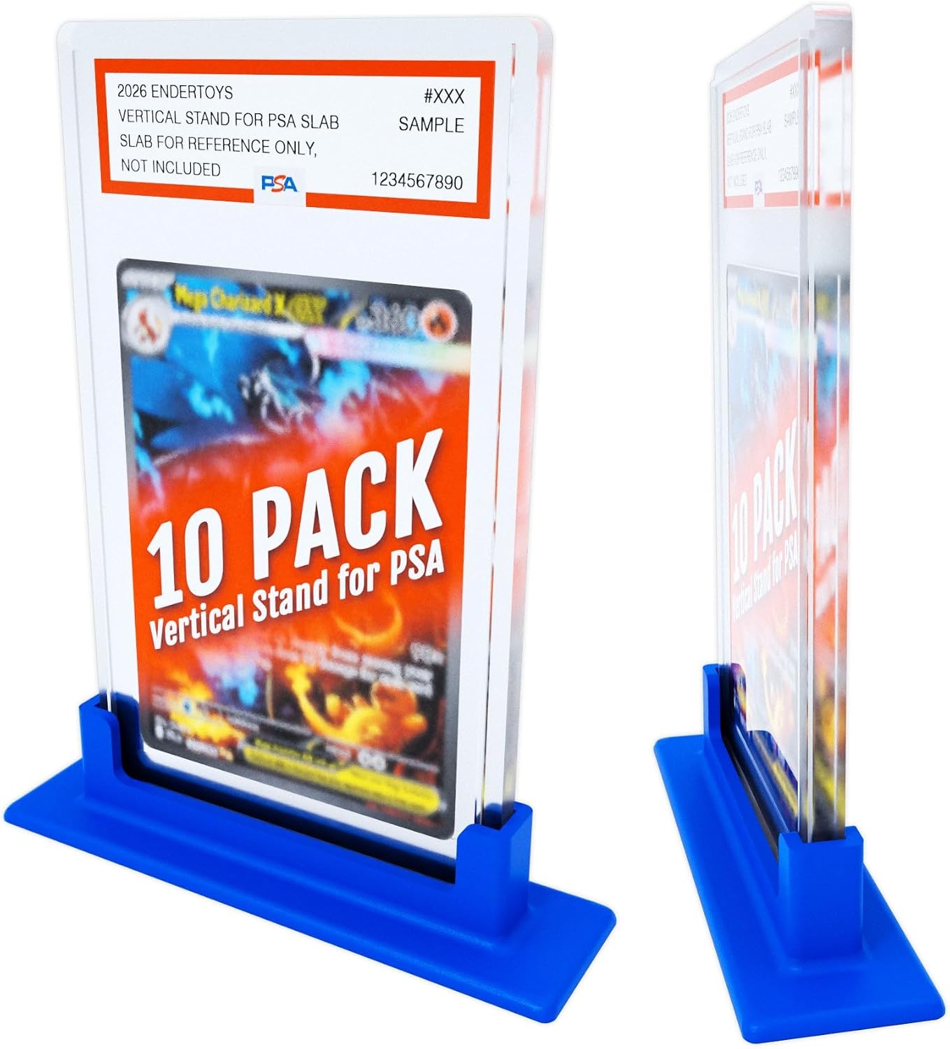 Vertical Graded Card Display Stand for PSA - Black (10 Pack) - Trading Card Slab Holder for PSA Only