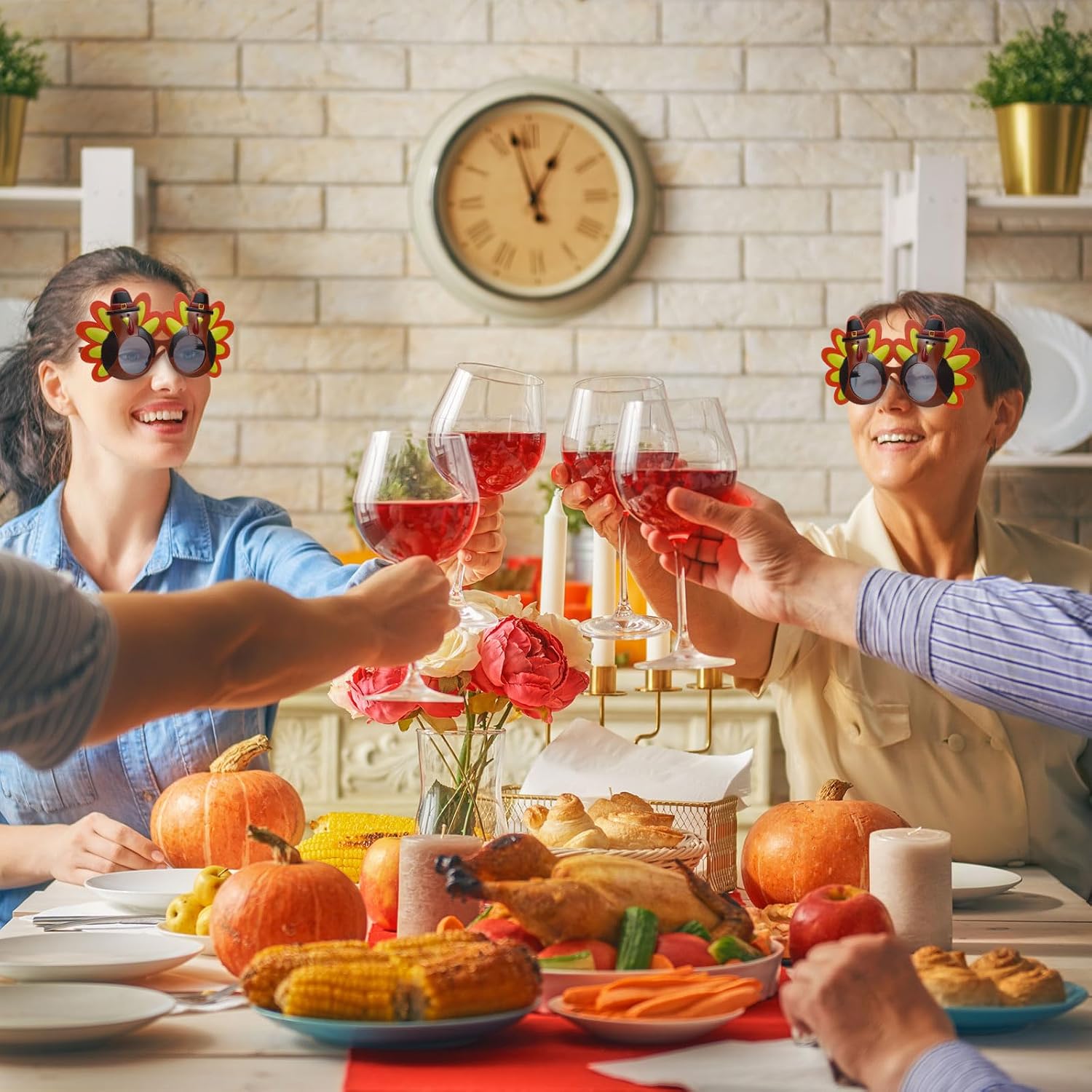 Lenwen Thanksgiving Turkey Sunglasses Funny Cartoon Eyeglasses Turkey Glasses Autumn Costume Glasses for Birthday Party