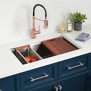 Signature Hardware 481916 Melbrook 31" Undermount Single Basin Stainless Steel Kitchen Sink Basin Rack, Colander and Cutting Board - Stainless Steel