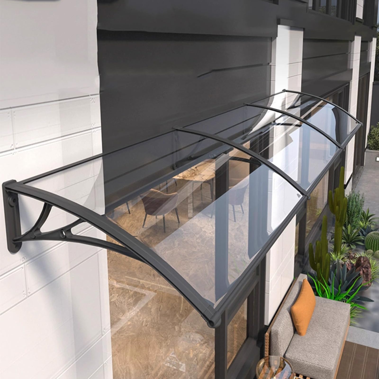 Türvordach Aus Polycarbonat - Wetterfeste Überdachung Für Haustür 60x110cm