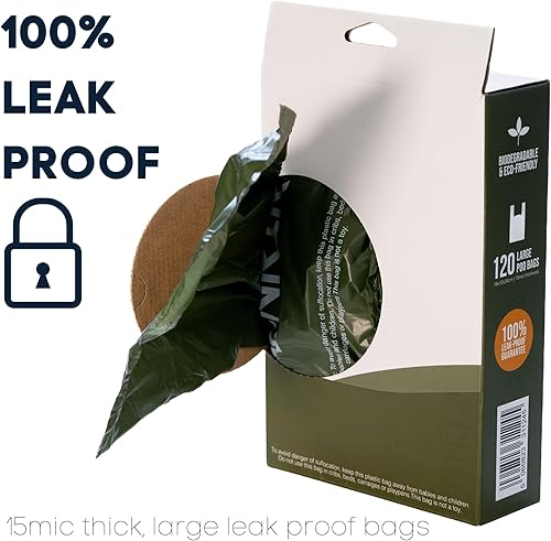 Miniatura 3 de Fenrir Bolsas de caca para perros, bolsas grandes a prueba de fugas y extragruesas para perros grandes y pequeños, biodegradables, 120 unidades