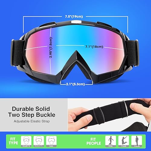 Miniatura 2 de MAMBAOUT Gafas de esquí de nieve para adultos, gafas de snowboard para jóvenes, adolescentes, hombres y mujeres, gafas de moto de nieve de visión