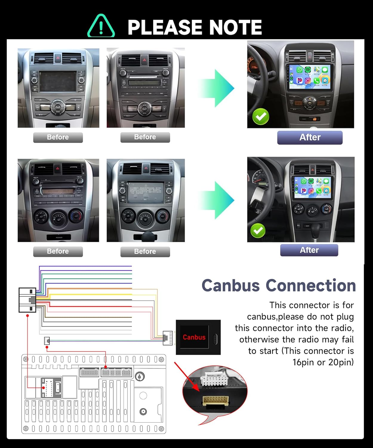 8 Core 6G+128G for Toyota Corolla 2009-2013 Android Car Stereo Carplay Android Auto, Rimoody 9 Inch for Corolla Radio GPS 4G-WiFi Bluetooth 5.0 FM/RDS DSP-36 Mirror Link Backup Camera