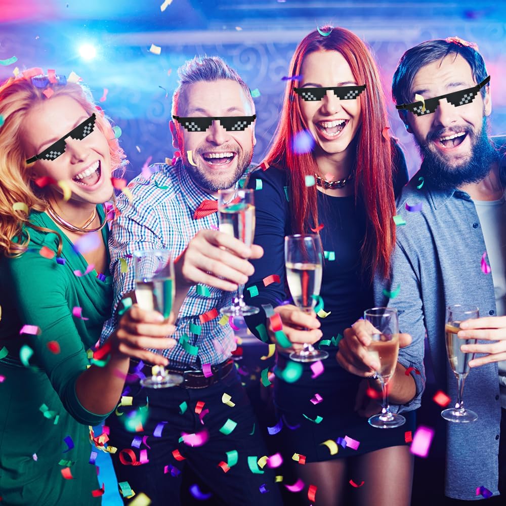 Glasses Pixel Sunglasses for Party,Cool Weird Stuff Thug Life Novelty Disguise Halloween Sunglasses dress up Pixelated Mosaic Glasses for Men Women