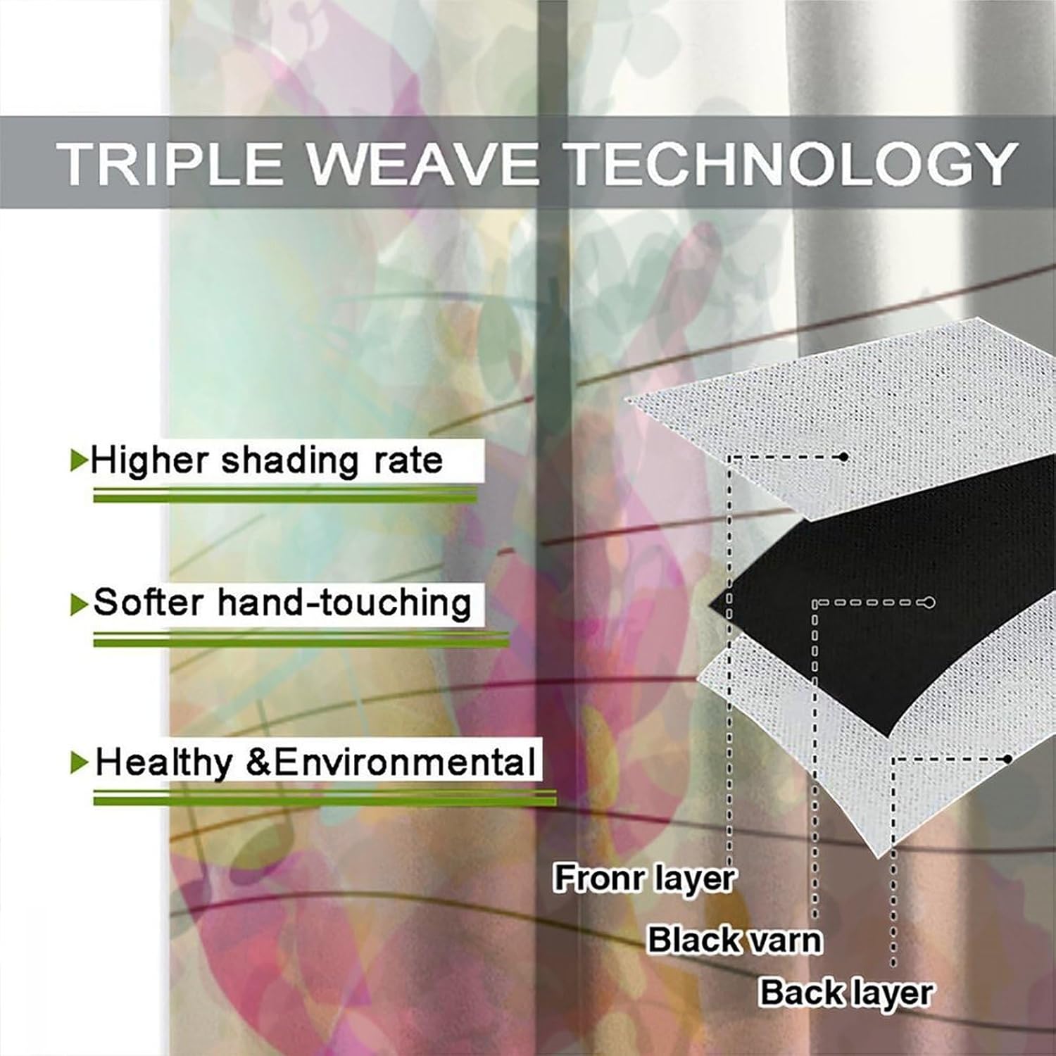 Musical Melody Note Curtains, Modern Rustic Colorful Art Abstract Gradient Pigment Graffiti Home Decor Window Treatments, Blackout Rod Pocket Drapes For Living Room Bedroom Bathroom Kitchen 42x54in